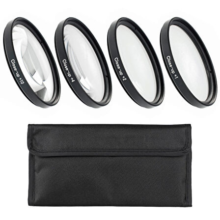 Ayex 77mm Close-Up Filtre Seti – 4’lü (+1, +2, +4, +10) | Optik Cam, Metal Çerçeve, Taşıma Çantalı