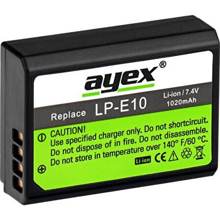 Ayex Canon İçin Lp-E10 Batarya