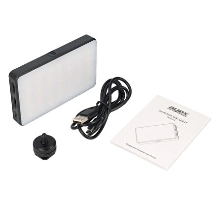 ayex W140 RGB LED Video Işığı – 20 Özel Işık Efekti, LCD Ekran, Dahili 3100mAh Batarya