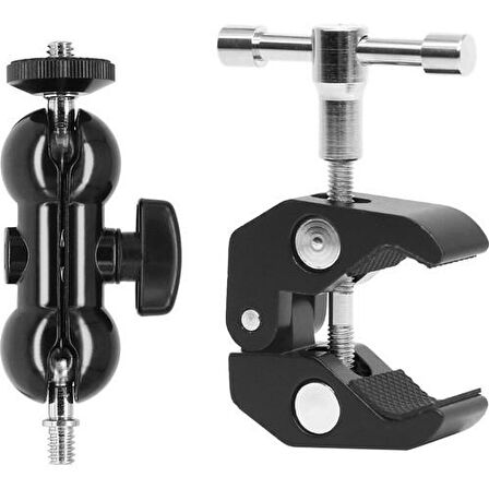 Ayex Dual Ball Heads Magic Arm + Super Crab Clamp Kelepçe