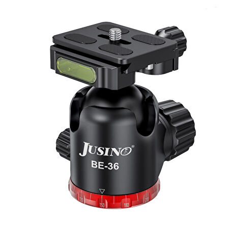 JUSINO BE-36 Profesyonel Tripod Kafası – 12 kg Taşıma Kapasiteli – CNC Alüminyum – 360° Panoramik Hareket – Arca-Swiss Uyumlu