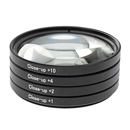 Ayex 40.5mm Close-Up Filtre Seti – 4’lü Diyopter (+1, +2, +4, +10) | Optik Cam | Taşıma Çantalı
