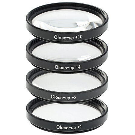 Ayex 40.5mm Close-Up Filtre Seti – 4’lü Diyopter (+1, +2, +4, +10) | Optik Cam | Taşıma Çantalı