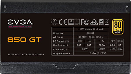 EVGA SuperNOVA GT 850W 80+ Gold Full Modüler 135mm Fanlı PSU