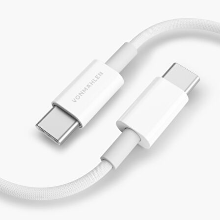 Vonmahlen USB-C'den USB-C'ye 60W Şarj Kablosu - 2M - Beyaz