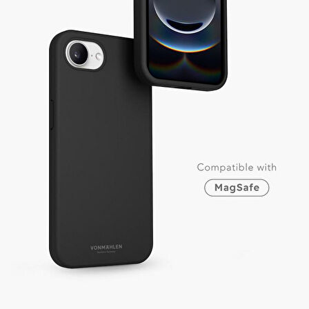 Vonmahlen iPhone 16e için Yumuşak Silikon Kılıf - Siyah