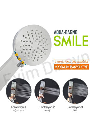 Aqua Bagno Smile El Duşu - Duş Başlığı 3 Fonksiyonlu