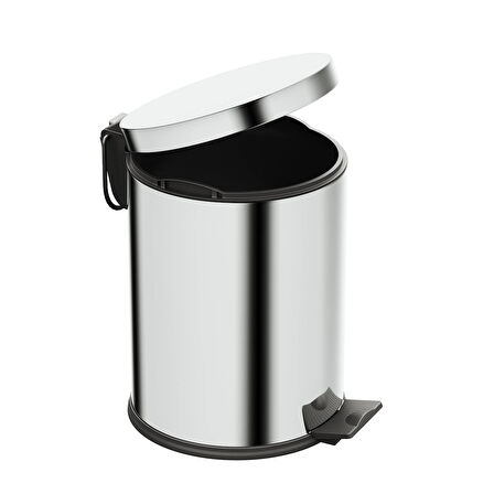 Aqua Bagno Basic Çöp Kovası - Pedallı 5 L, Parlak Krom Paslanmaz