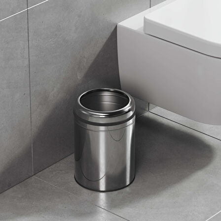 Aqua Bagno Basic Çöp Kovası - Çemberli Tip 8 L, Parlak Krom Paslanmaz