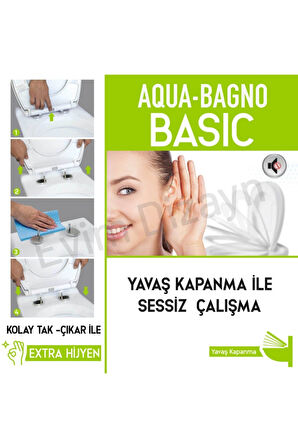 Aqua Bagno Basic Yavaş Kapanan Klozet Kapağı - Duroplast