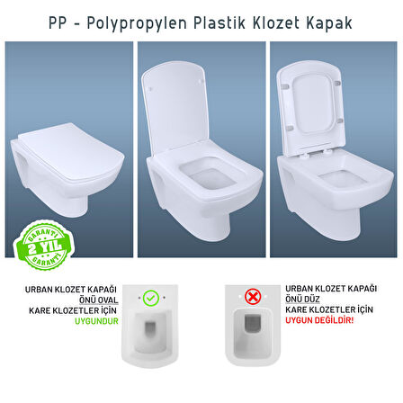 Aqua Bagno Urban Yavaş Kapanan Klozet Kapağı-kare önü oval, beyaz