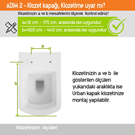 Aqua Bagno Urban Yavaş Kapanan Klozet Kapağı-kare önü oval, beyaz