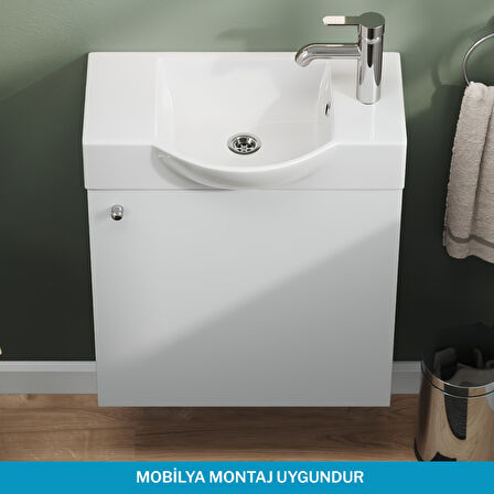 Aqua Bagno Minizia 55x32x10 cm Beyaz Seramik Lavabo – Taşma Delikli | 34.30.55.1.TR