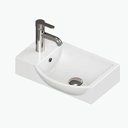 Aqua Bagno Minizia Lavabo Beyaz 45x32x10 cm – Soldan Delikli, Taşma Delikli, 10 Yıl Garantili | 34.3