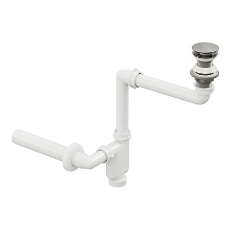  Aqua Bagno  Smart Pop-up  sifon , Taşma Deliksiz  Krom +Comfort Yer Kazandıran Lavabo Sifonu -2 Parça Set