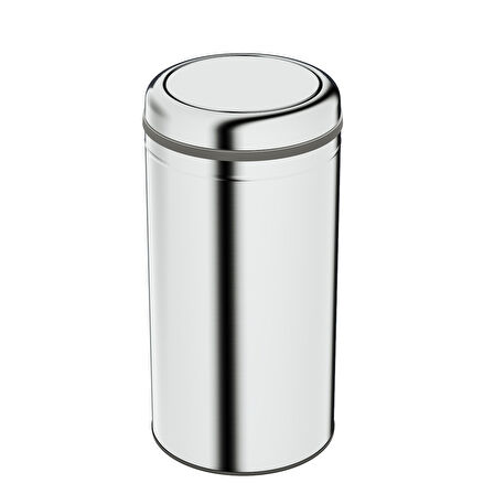 Aqua Bagno Basic Çöp Kovası - Sallanır Kapaklı 45 L, Parlak Krom Paslanmaz