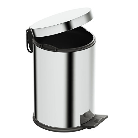 Aqua Bagno Basic Çöp Kovası - Pedallı 3 L, Parlak Krom Paslanmaz