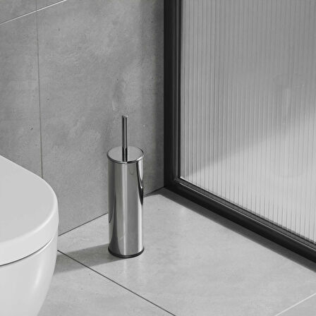 Aqua Bagno Basic Klozet ve Tuvalet Fırçası, Parlak Krom Paslanmaz