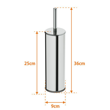 Aqua Bagno Basic Klozet ve Tuvalet Fırçası, Parlak Krom Paslanmaz