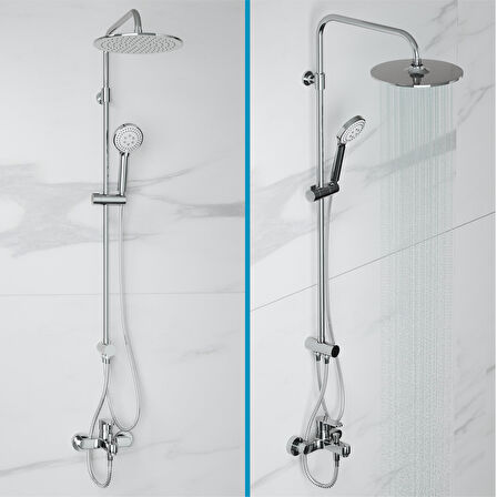 Adell Lido Rain Duş Sistemi + Lento Banyo Bataryası 2 Parça Set – Parlak Krom