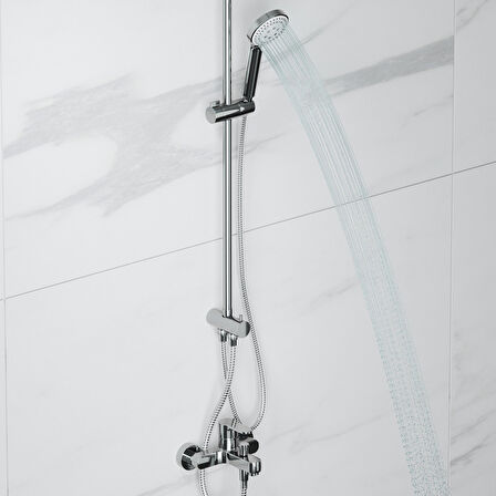 Adell Lido Rain Duş Sistemi + Lento Banyo Bataryası 2 Parça Set – Parlak Krom