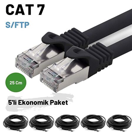 5 adet 25 Cm IRENIS CAT7 Kablo S/FTP Ethernet Network LAN Ağ Kablosu
