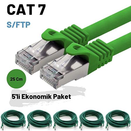 5 adet 25 Cm IRENIS CAT7 Kablo S/FTP Ethernet Network LAN Ağ Kablosu