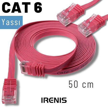 IRENIS 50 cm CAT6 Kablo Yassı Ethernet Network Lan Ağ İnternet Kablosu