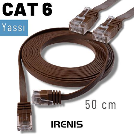 IRENIS 50 cm CAT6 Kablo Yassı Ethernet Network Lan Ağ İnternet Kablosu