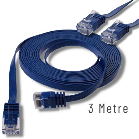 IRENIS 3 Metre CAT6 Kablo Yassı Ethernet Network Lan Ağ İnternet Kablosu