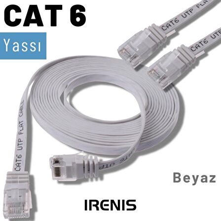 IRENIS 10 Metre CAT6 Kablo Yassı Ethernet Network Lan Ağ İnternet Kablosu