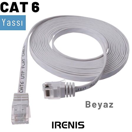IRENIS 10 Metre CAT6 Kablo Yassı Ethernet Network Lan Ağ İnternet Kablosu