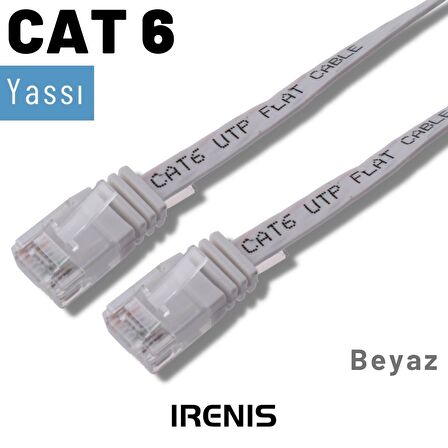 IRENIS 10 Metre CAT6 Kablo Yassı Ethernet Network Lan Ağ İnternet Kablosu