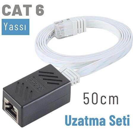 IRENIS 50 cm CAT6 Kablo Uzatma Seti, Yassı Ethernet Kablo ve Ekleyici