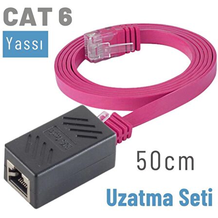 IRENIS 50 cm CAT6 Kablo Uzatma Seti, Yassı Ethernet Kablo ve Ekleyici