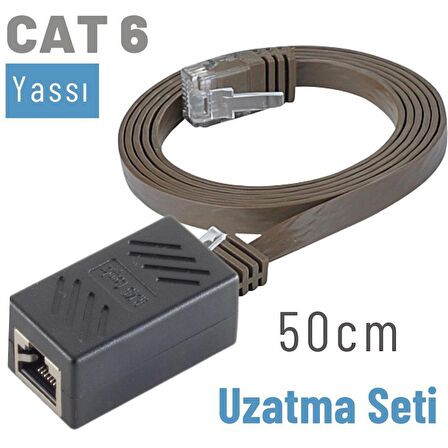 IRENIS 50 cm CAT6 Kablo Uzatma Seti, Yassı Ethernet Kablo ve Ekleyici