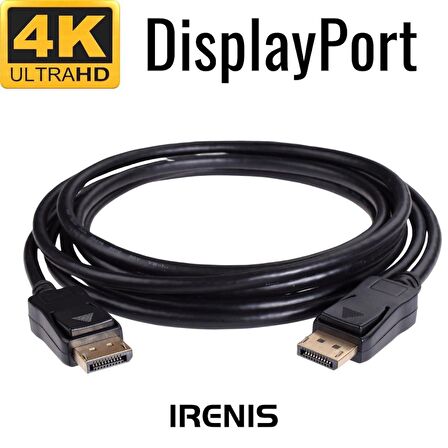 IRENIS DisplayPort Kablo - 19 pin - 165 Hz destekli - 21 Gbit