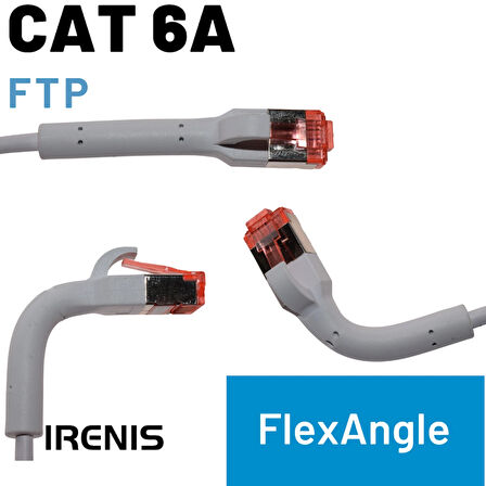 IRENIS 1 Metre CAT6A U/FTP 90° Bükülebilir Kablo, Beyaz
