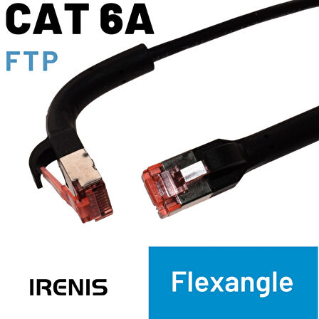 IRENIS 1,5 Metre CAT6A U/FTP 90° Bükülebilir Kablo, Siyah