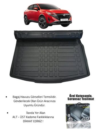 Sahler Qashqai E-Power 2022 + Uyumlu 4.5D Premium Havuzlu Oto Paspas Ve Liner Marka 3D Ust Bagaj Havuzu
