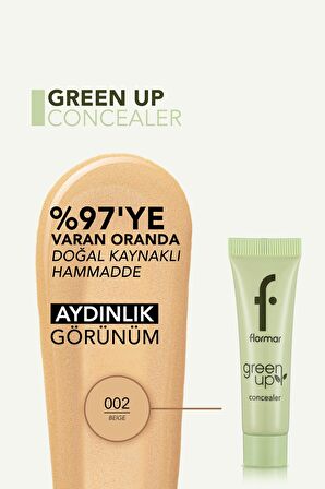 Flormar Nemli Ve Aydınlık Görünüm Veren Vegan Likit Kapatıcı-green Up Concealer-002 Beıge-4251903322256