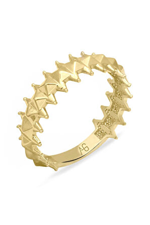 Sarı Altın Altın Geometrik Model Kombin Yüzük