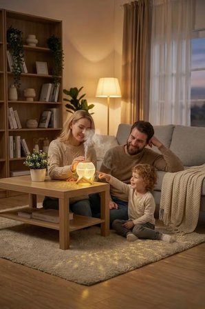 Ahşap Standlı Ultrasonik Aroma Difüzörü & Gece Lambası | LED Işıklı Hava Nemlendirici