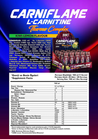 SSN Carniflame Thermo 3000 mg L-Carnitine Karnitin Elektrik Limon Aromalı 20 Shot