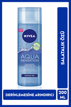 NIVEA Aqua Sensation Canlandırıcı Yüz Temizleme Jeli 200ml, Salatalık Özü, Etkili Makyaj Temizleme