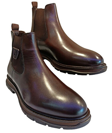 Libero L4896 Erkek Hakiki Deri Lastikli Termo Bot Kahve