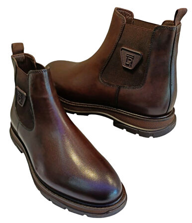 Libero L4896 Erkek Hakiki Deri Lastikli Termo Bot Kahve