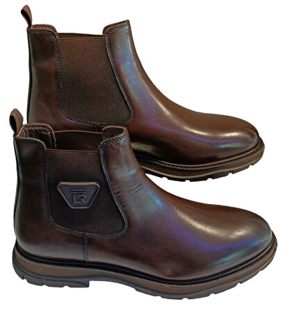 Libero L4896 Erkek Hakiki Deri Lastikli Termo Bot Kahve