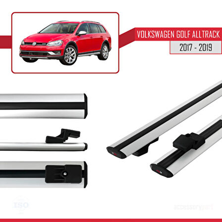 VW Golf Alltrack Mk7 2017-2019 Arası ile Uyumlu BASIC Model Ara Atkı Tavan Barı Gri 2 Adet