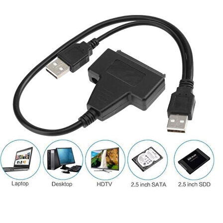 USB 2.0 2.5 3.5 İnç Sata SSD Hdd Hard Disk Dc Güç Çevirici Dönüştürücü Adaptör Kablosu